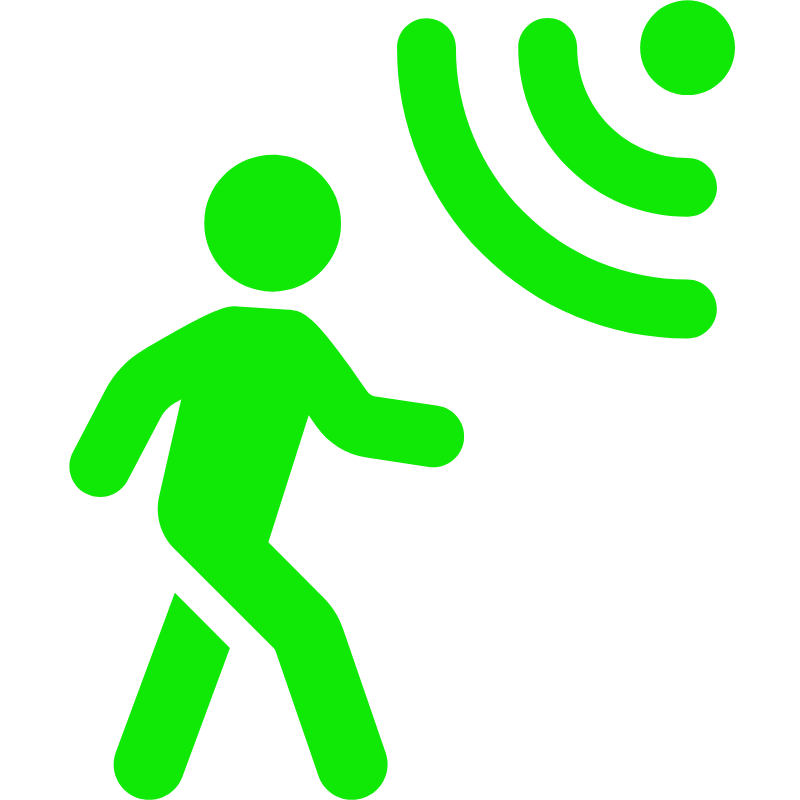 stick figure walking and signal pointing toward it